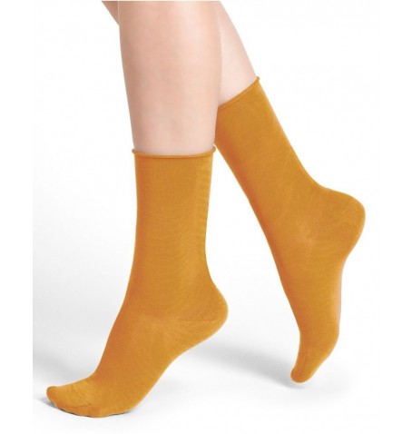 Bleu Forêt CHAUSSETTES COTON VELOUTÉ UNIES - Jaune - Orange - 6594$AN6