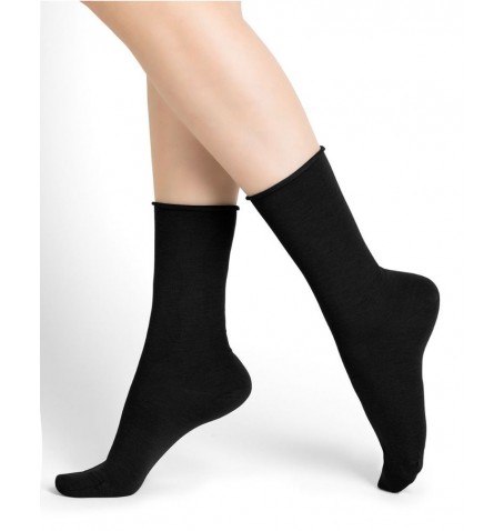 Bleu Forêt FINE WOOL SOCKS WITH COTTON INSIDE - Black - 6700$AR5