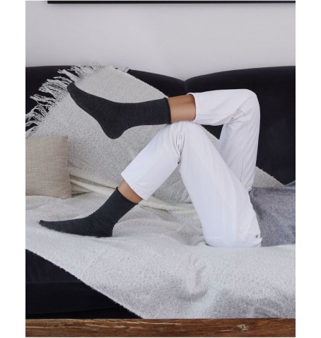 Bleu Forêt FINE WOOL SOCKS WITH COTTON INSIDE - Silver Grey - 6700$T8H